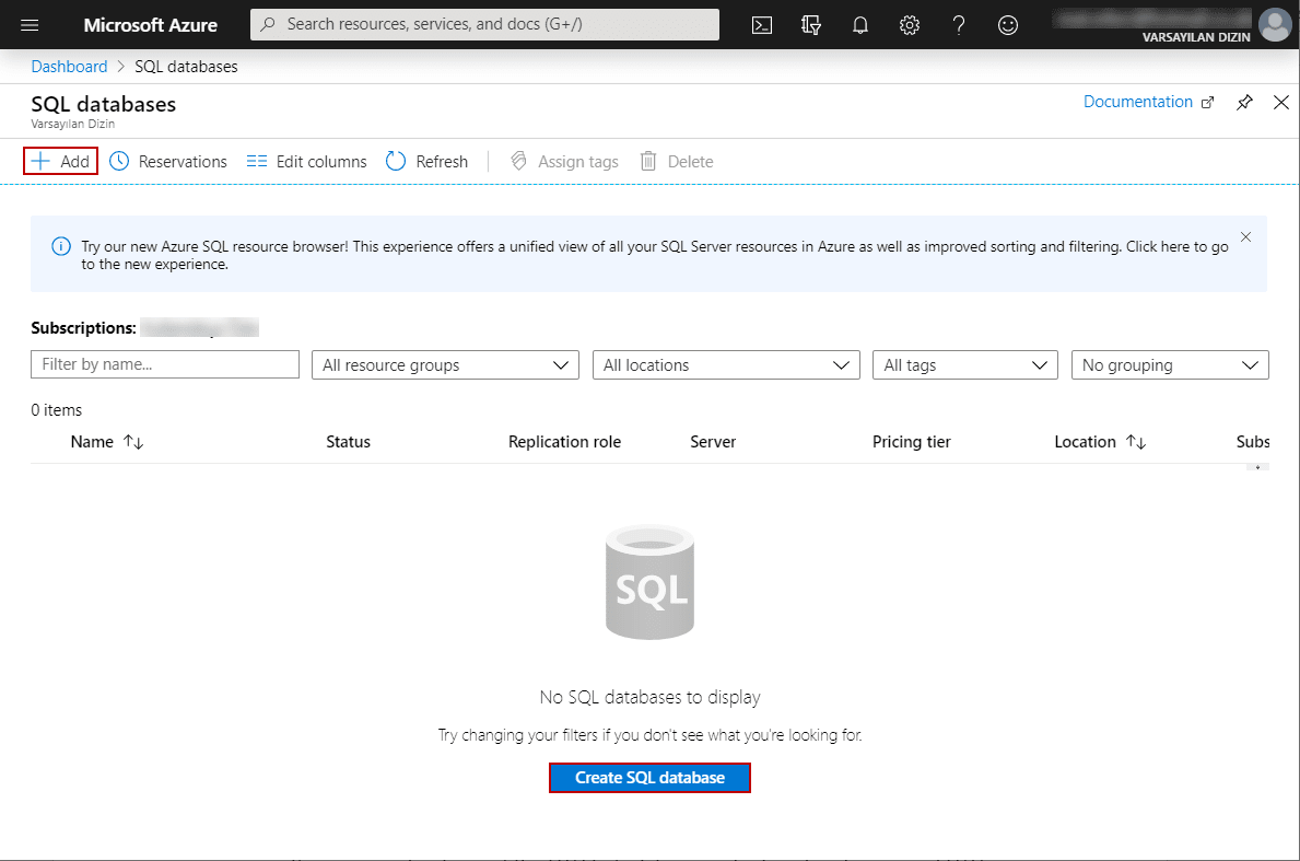 Azure SQL Database: Create SQL Database